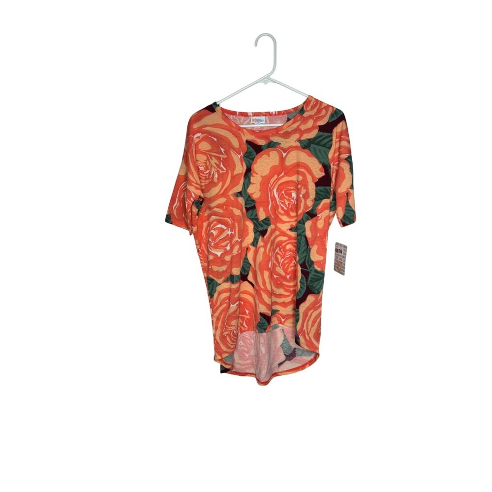 LuLaRoe Orange Rose Print Women's Top